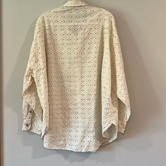 Cream Eyelet Button-Up Shirt - no size tag - Picture 4 of 7